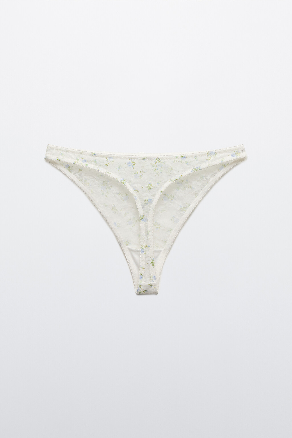 Трусы-стринги с кружевом и принтом - цвет голубой - 6