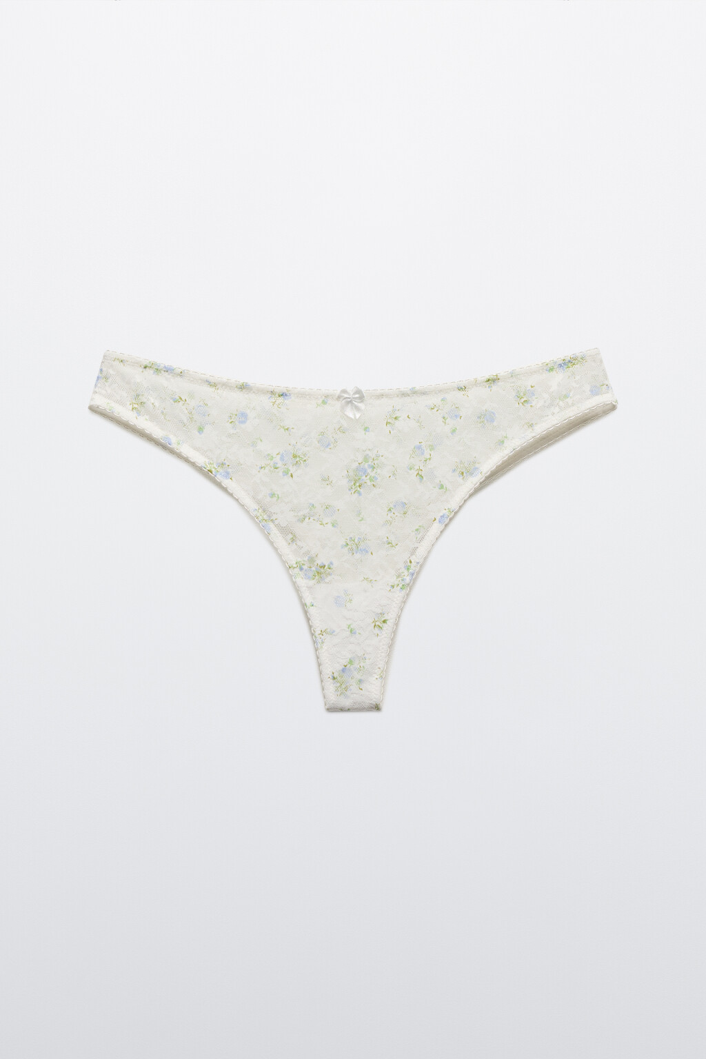 Трусы-бразильяна с кружевом и принтом - цвет голубой - 5