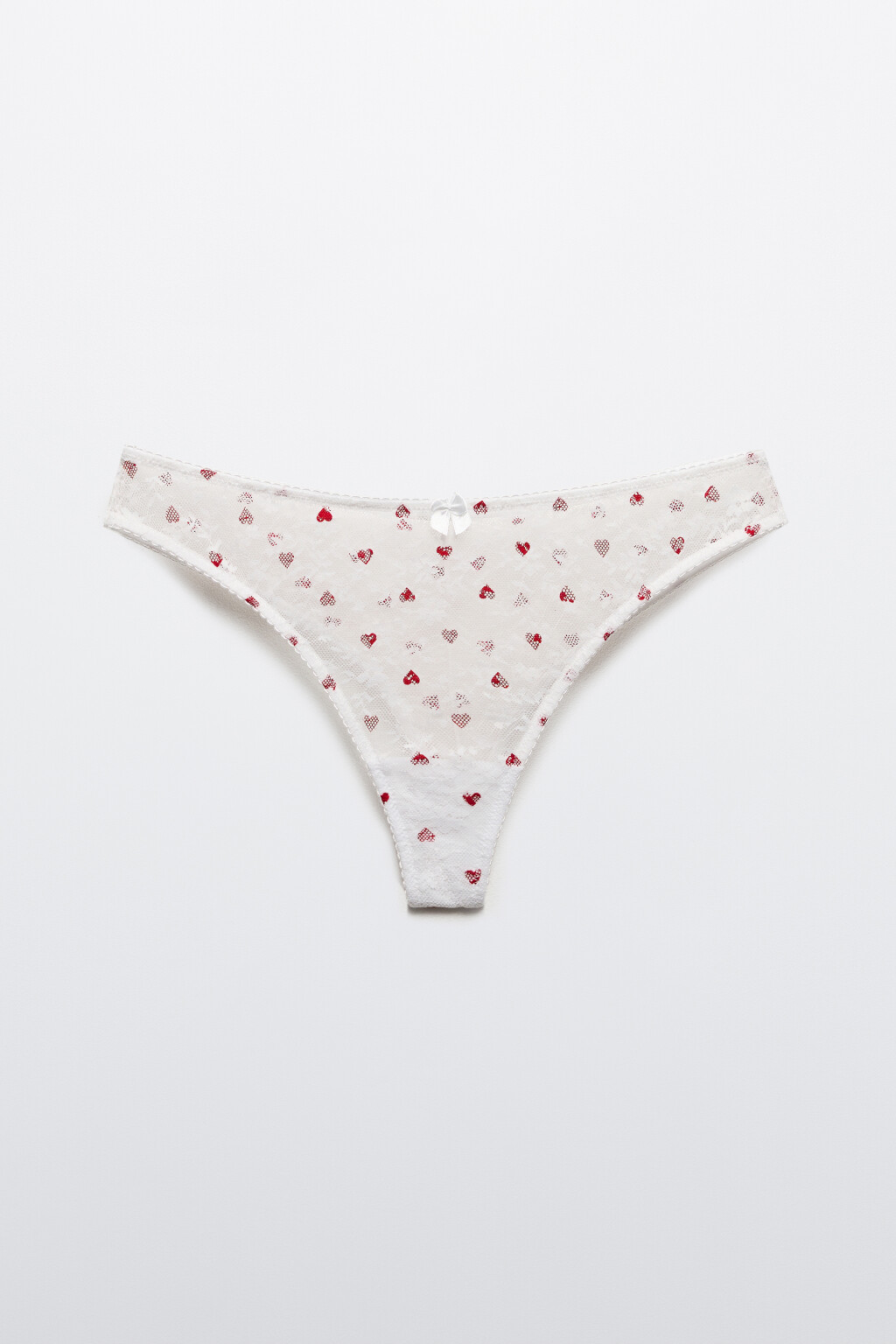 Трусы-бразильяна с кружевом и принтом - цвет красный - 4