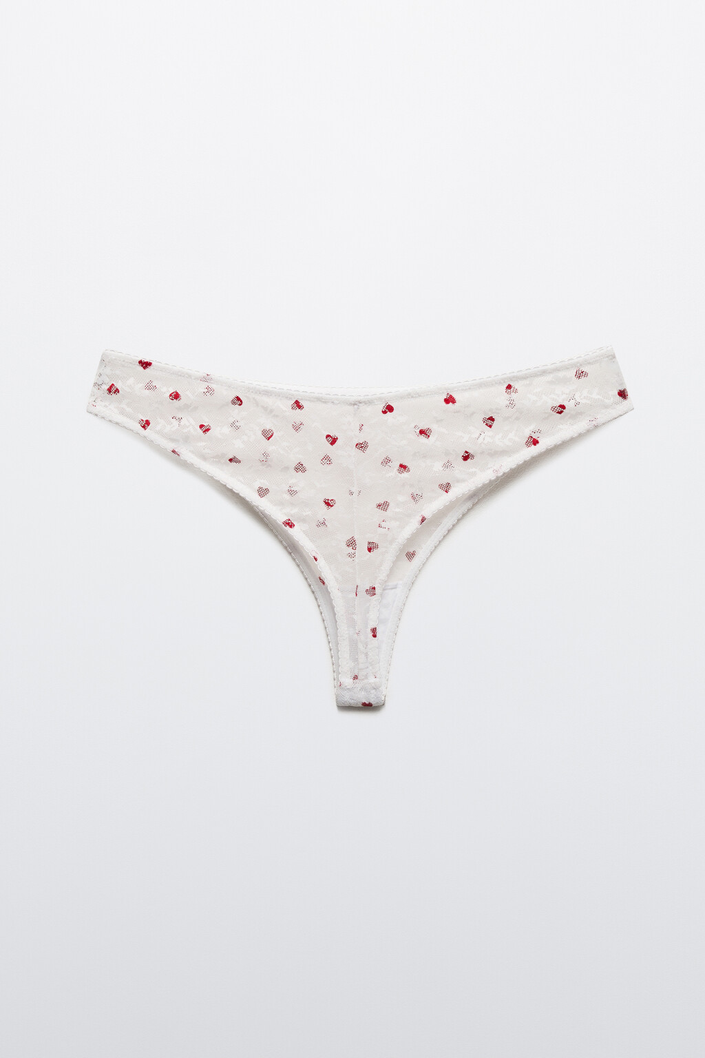Трусы-бразильяна с кружевом и принтом - цвет красный - 5