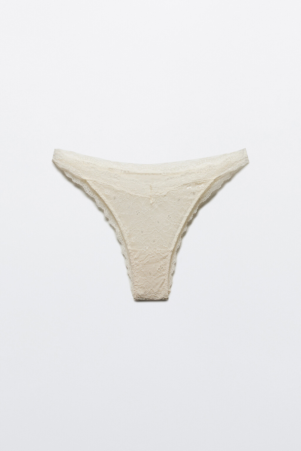 Трусы-бразильяна кружевные - цвет ванильный - 5
