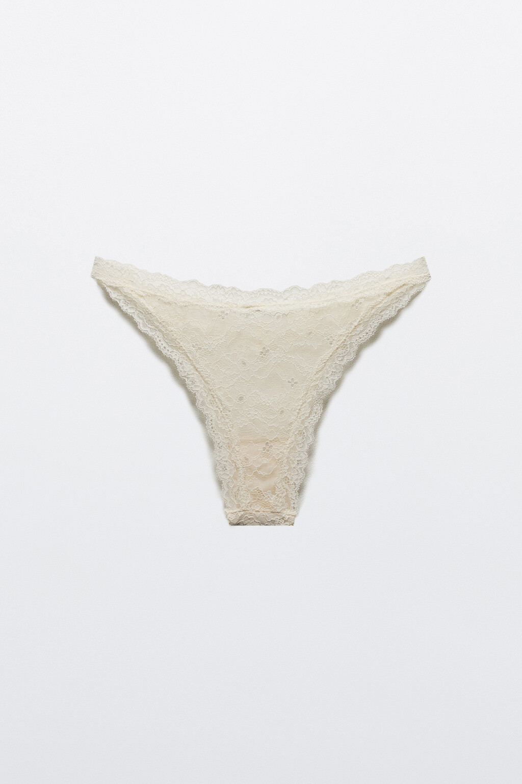 Трусы-бразильяна кружевные - цвет ванильный - 6
