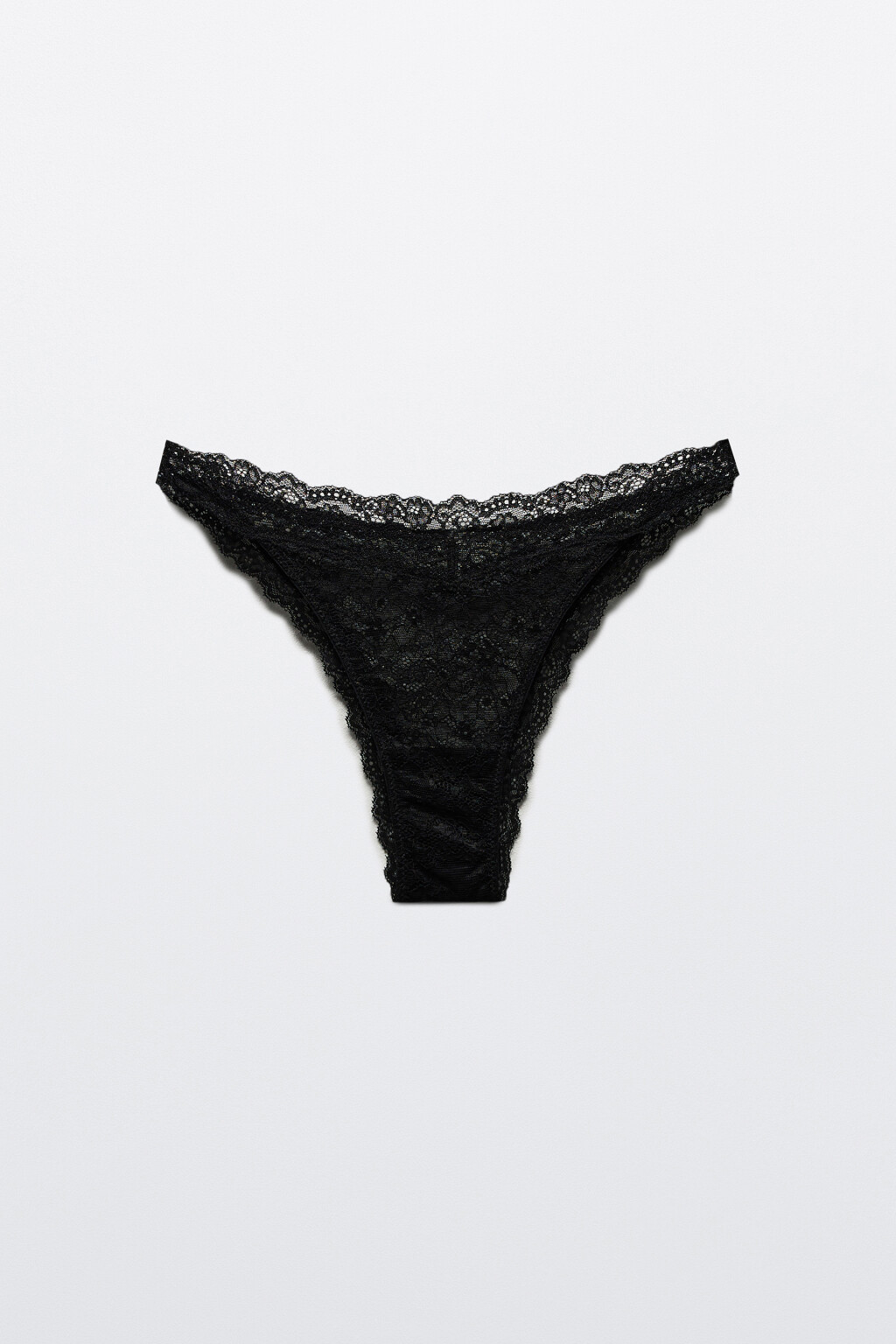 Трусы-бразильяна кружевные - цвет черный - 5