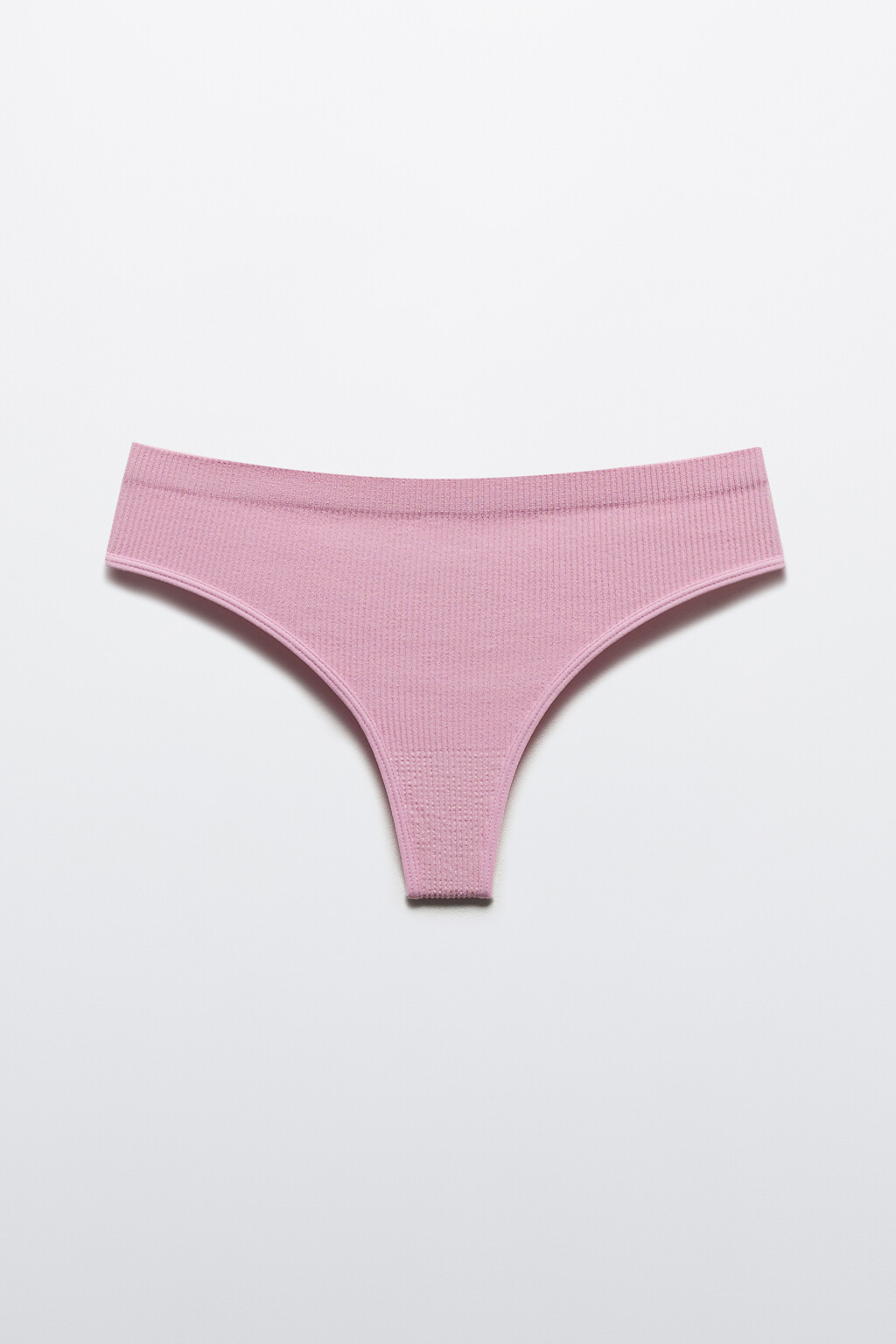 Трусы-стринги бесшовные в рубчик - цвет розовый - 5