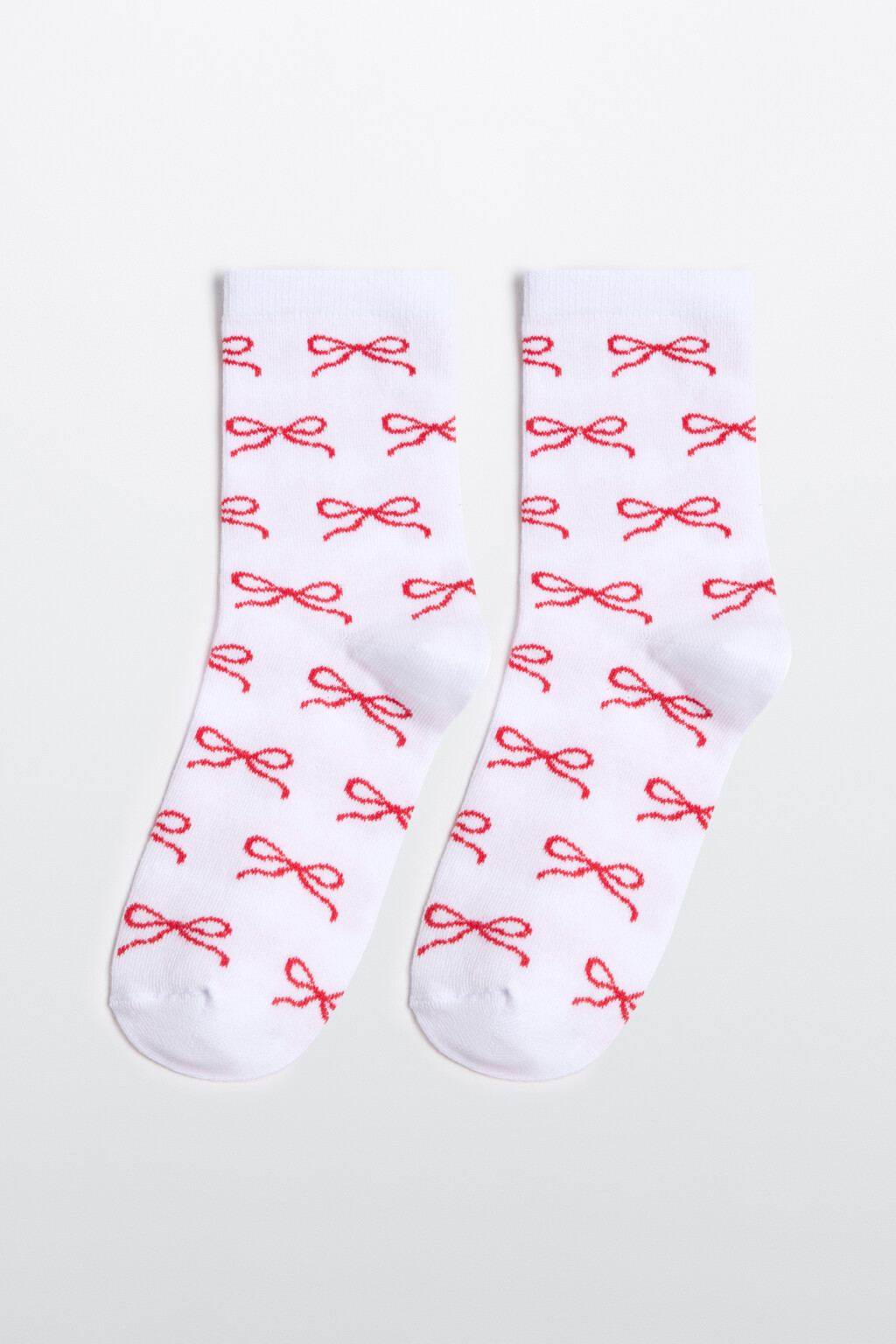 Носки высокие с принтом в бантик - цвет черный - 1