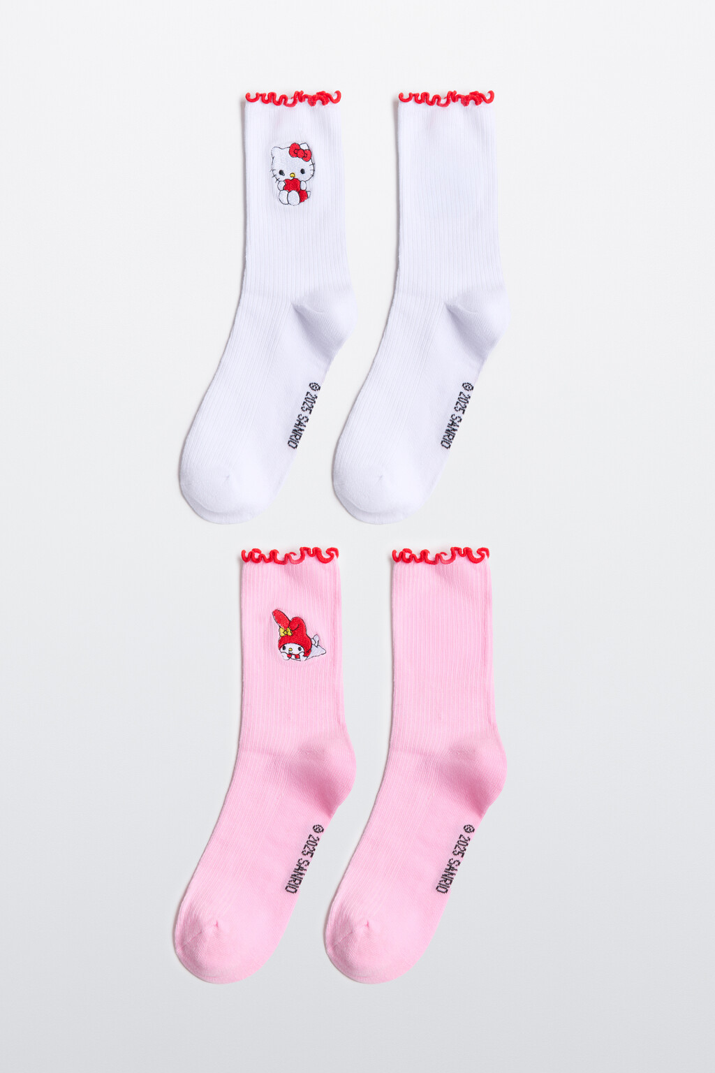 Носки с оборками и вышивкой (2 пары) - цвет мультиколор - 1