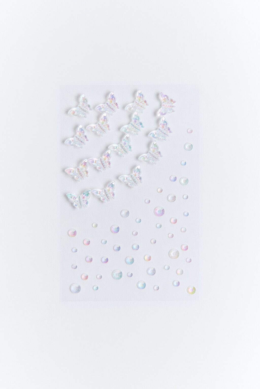 Набор наклеек-бабочек и страз - цвет белый - 1
