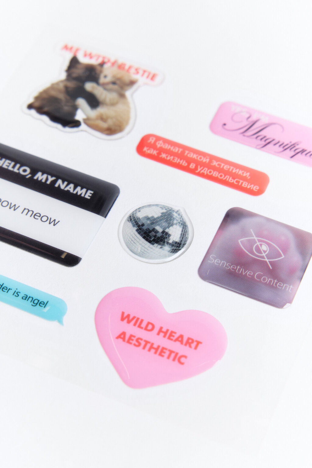 Набор стикеров с рисунками и надписями - цвет белый - 2