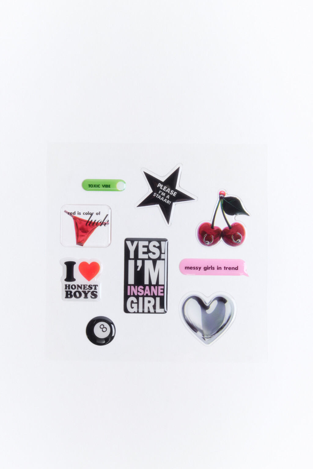 Набор стикеров с рисунками и надписями - цвет белый - 1