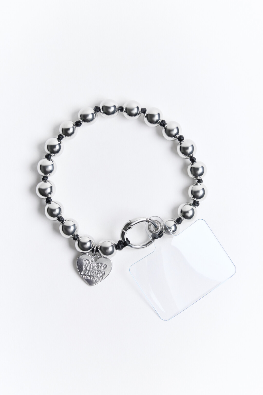 Брелок-обвес с бусинами и сердечком - цвет белый - 3