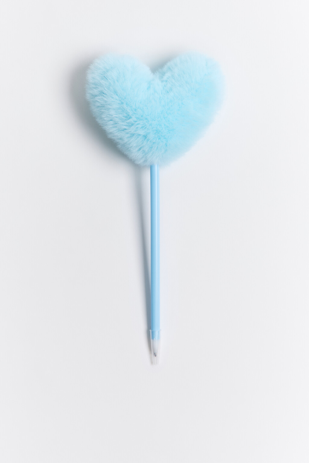 Ручка шариковая с пушистым сердцем - цвет розовый - 1