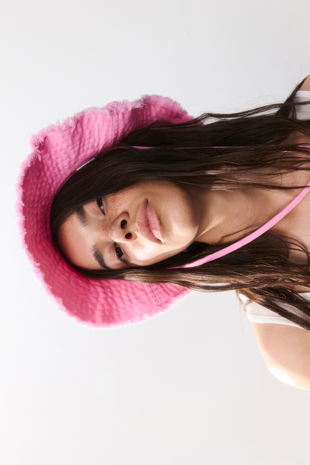 Панама хлопковая с завязками - цвет розовый - 2