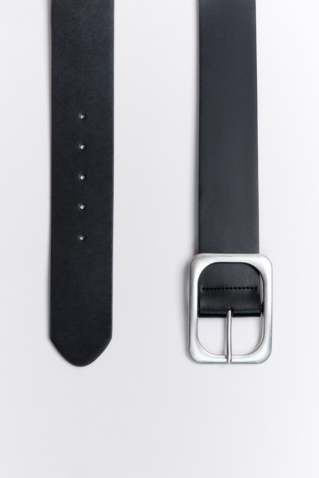 Ремень широкий с прямоугольной пряжкой - цвет черный - 2
