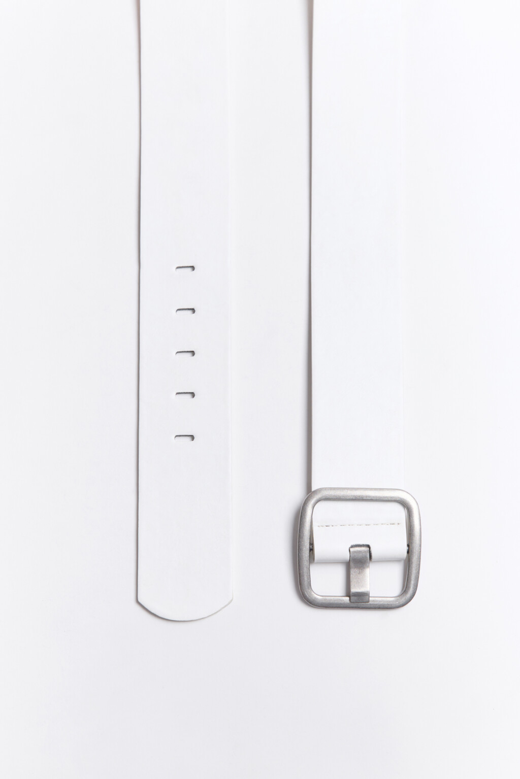 Ремень широкий с квадратной пряжкой - цвет белый - 2