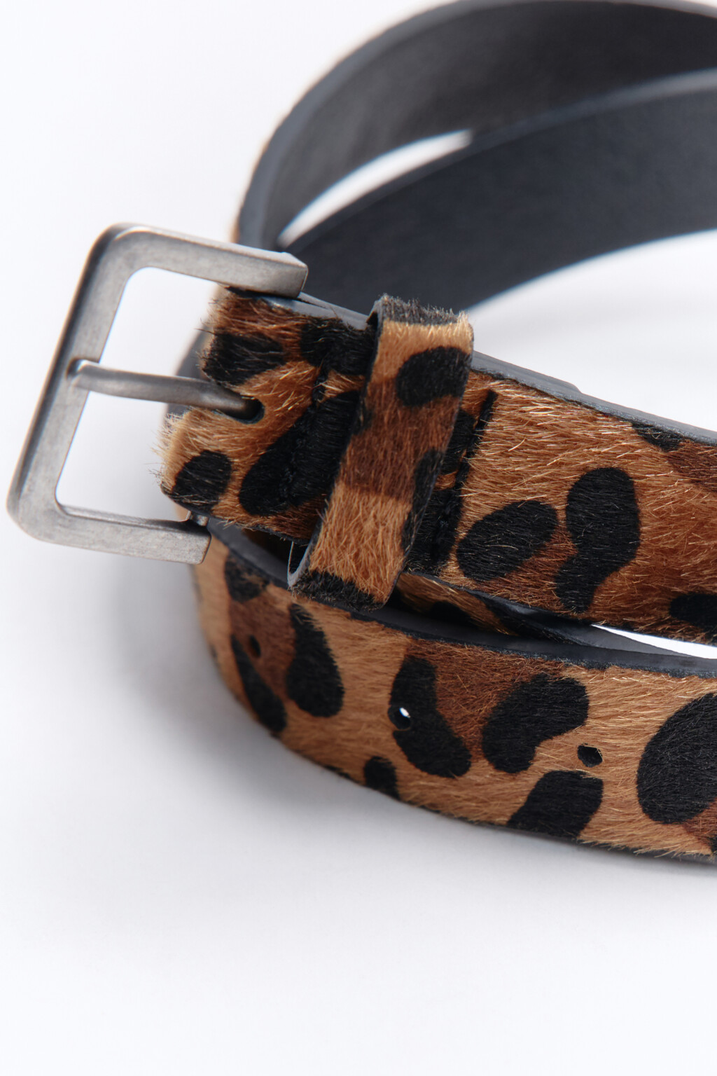 Ремень узкий с леопардовым принтом - цвет коричневый - 1