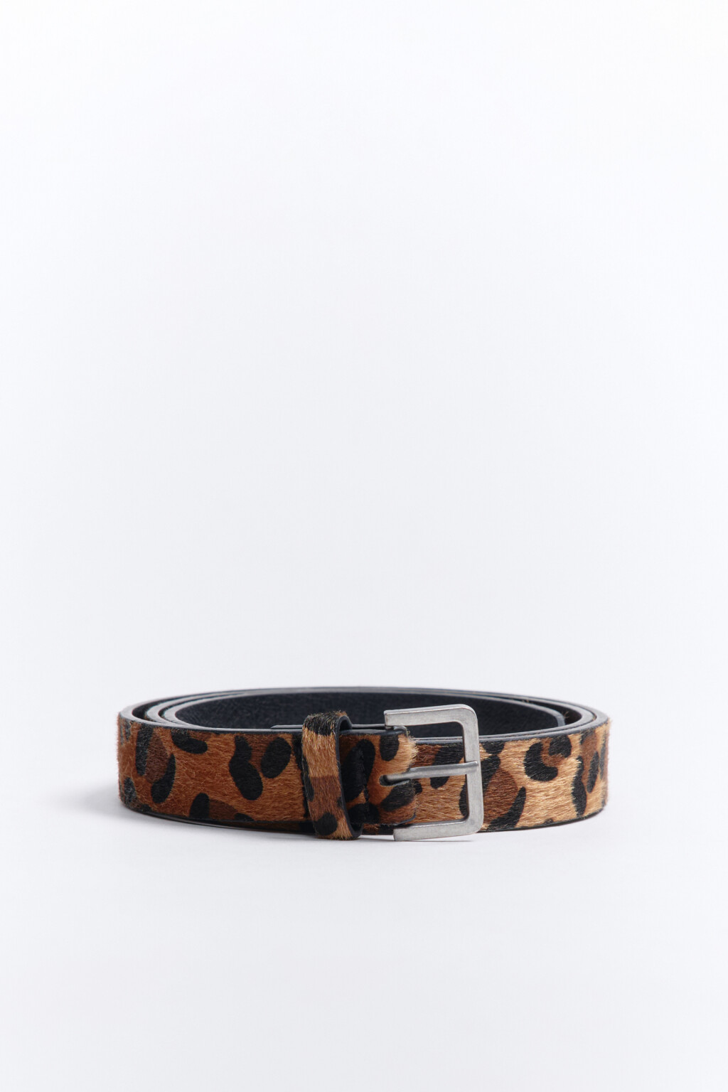 Ремень узкий с леопардовым принтом - цвет коричневый - 2