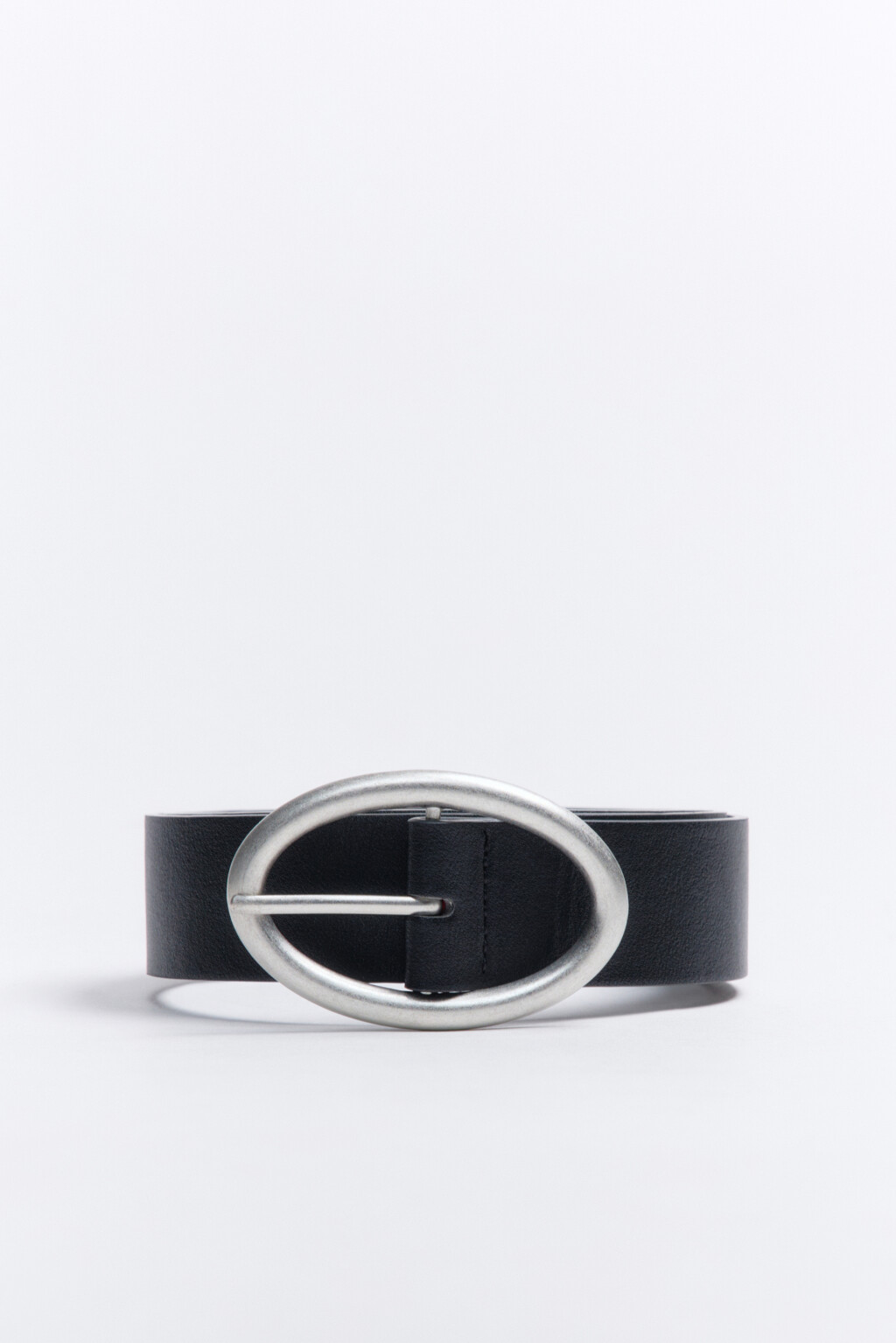 Ремень широкий с овальной пряжкой - цвет черный - 1