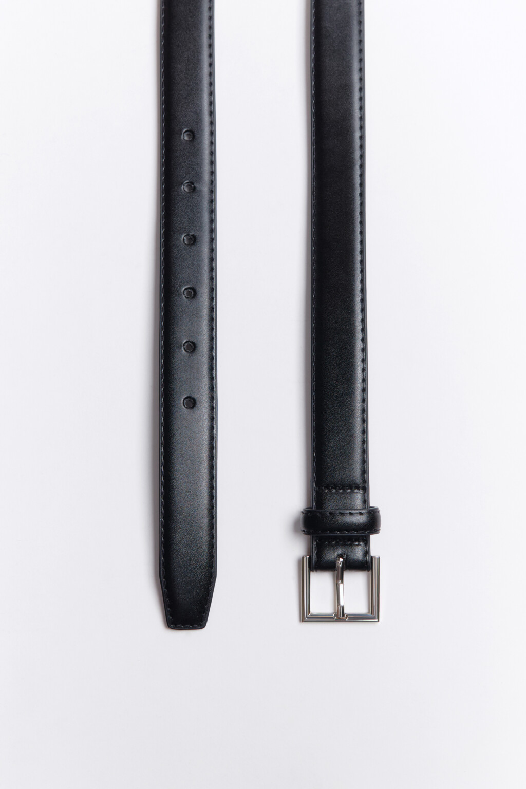 Ремень узкий с квадратной пряжкой - цвет черный - 2
