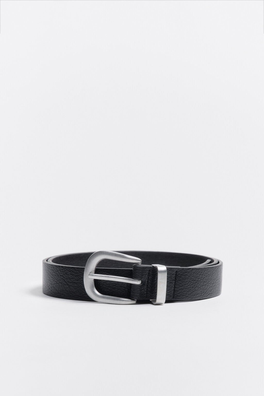 Ремень брючный с металлической пряжкой - цвет черный - 1