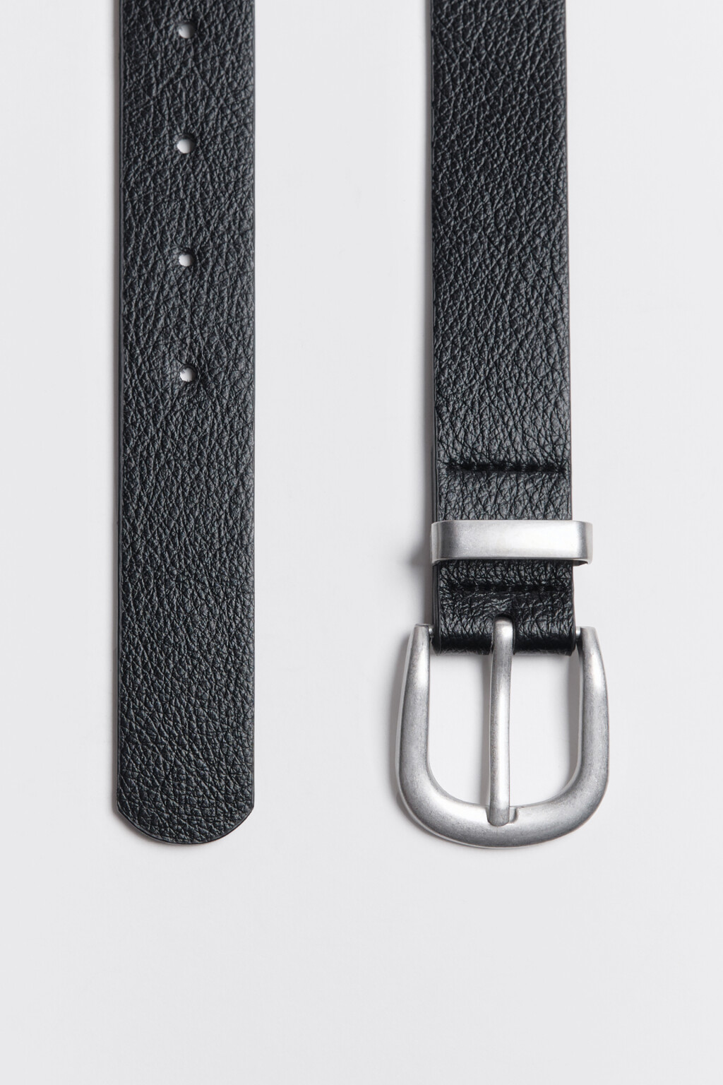 Ремень брючный с металлической пряжкой - цвет черный - 2