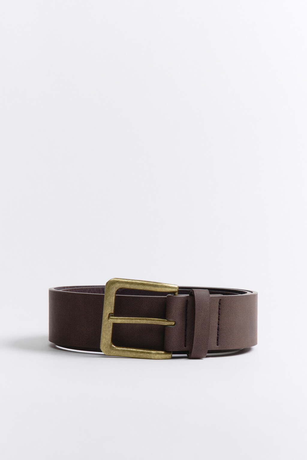 Ремень гладкий с квадратной пряжкой - цвет коричневый - 1