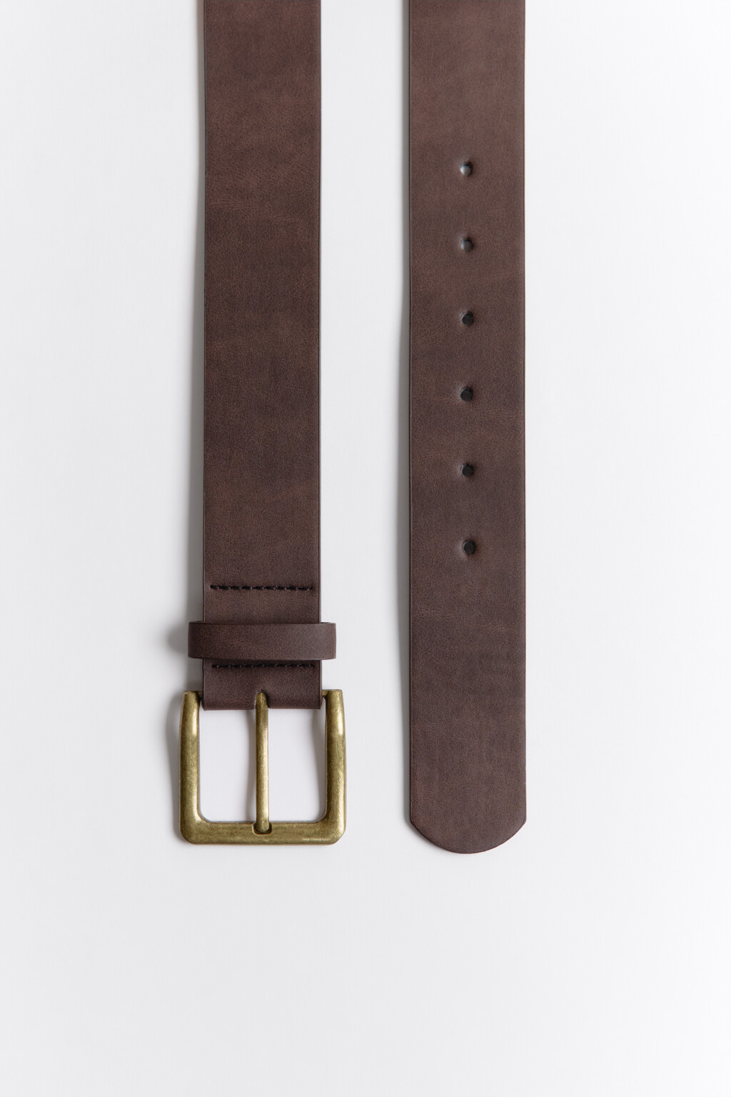 Ремень гладкий с квадратной пряжкой - цвет коричневый - 2