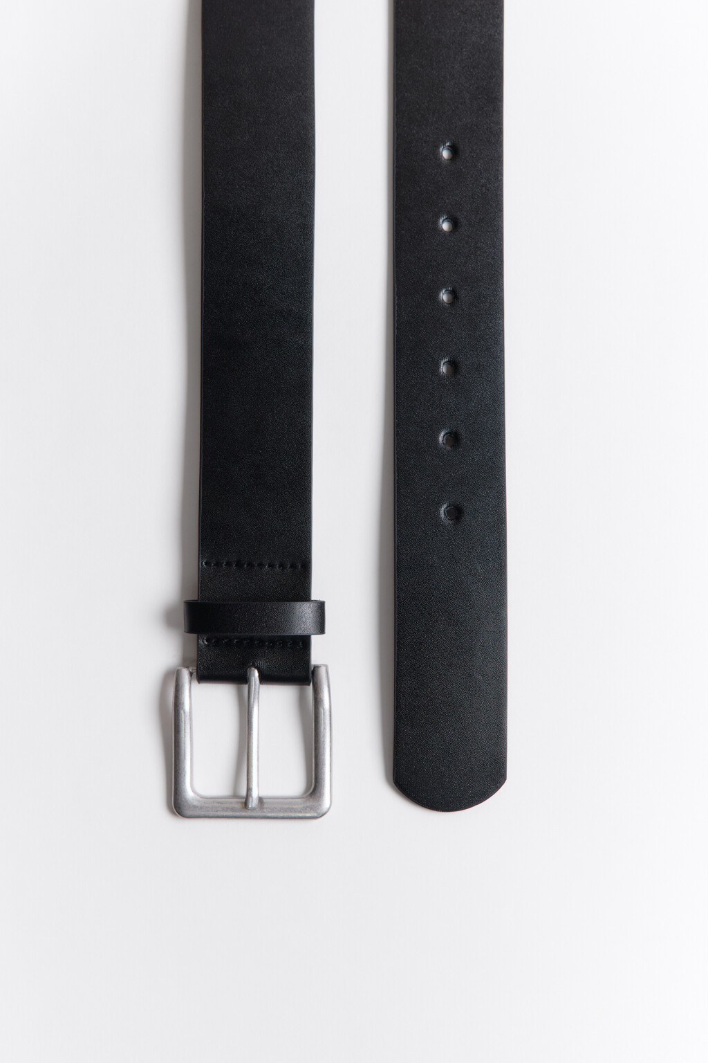 Ремень гладкий с квадратной пряжкой - цвет черный - 2