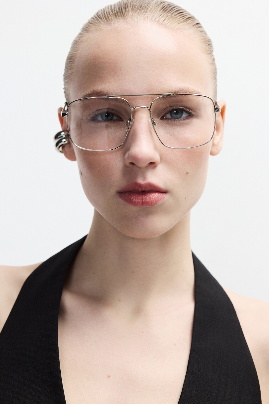 Очки-нулевки в тонкой металлической оправе - цвет серый - 2