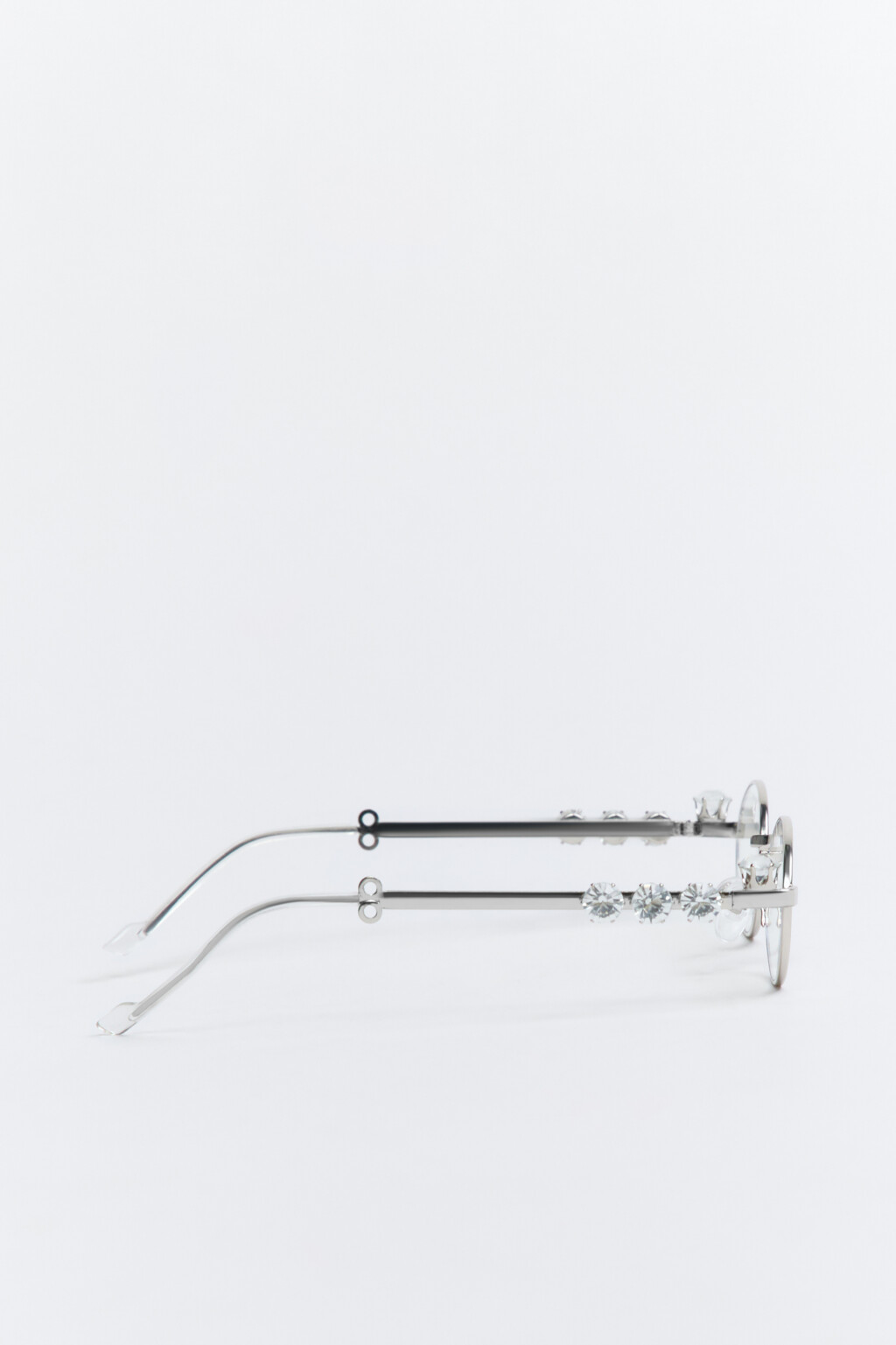 Очки-нулевки со стразами - цвет белый - 2