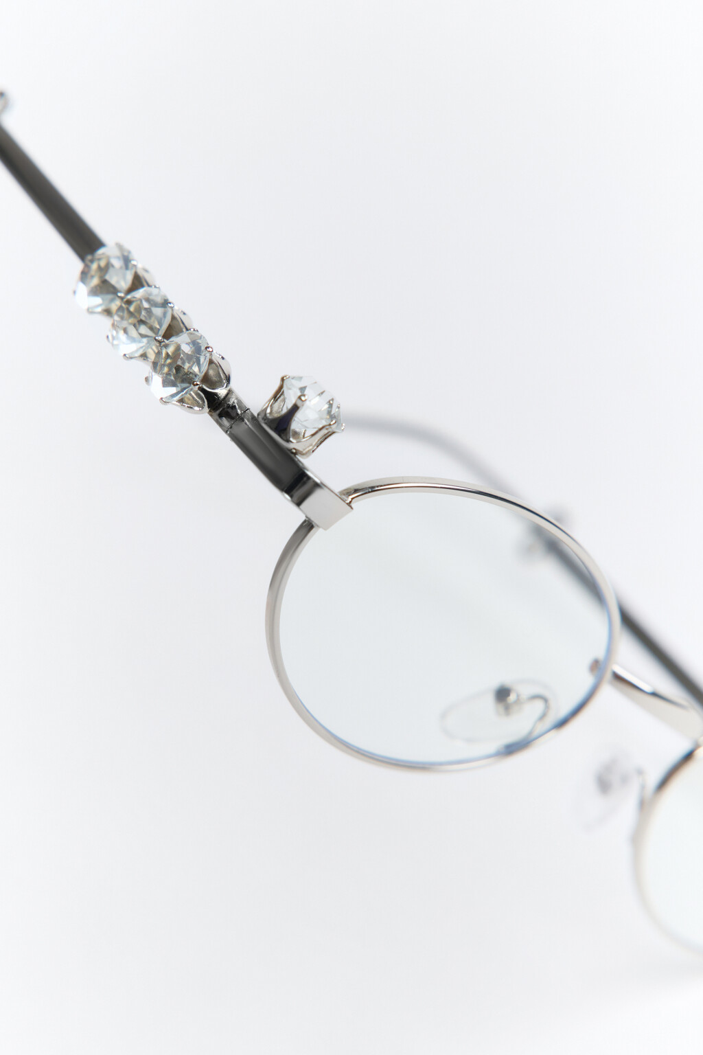 Очки-нулевки со стразами - цвет белый - 3