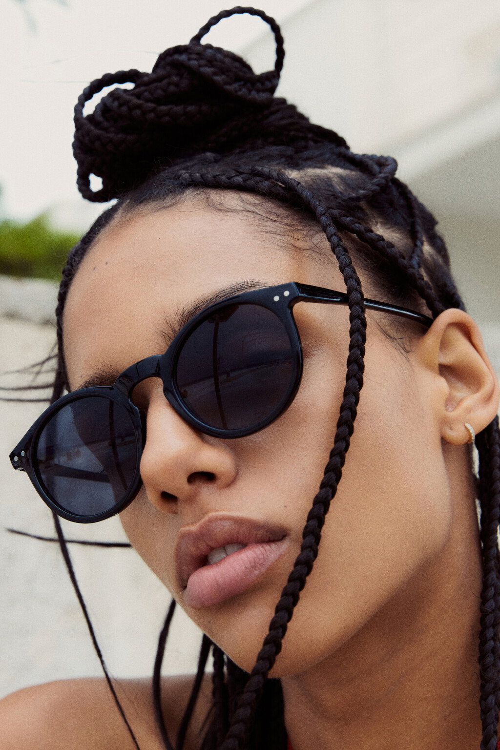 Очки солнцезащитные круглые - цвет черный - 1