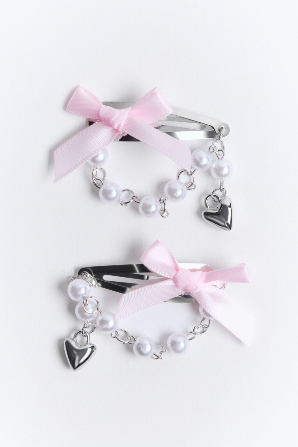 Набор заколок клик-клак с подвесками (2 штуки) - цвет серый - 1