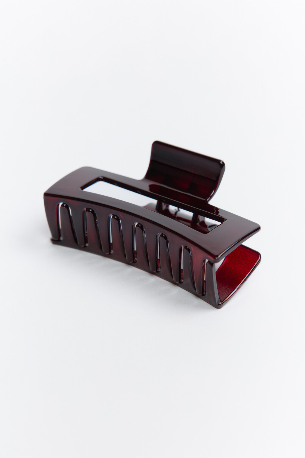 Заколка-краб прямоугольная - цвет бордовый - 2