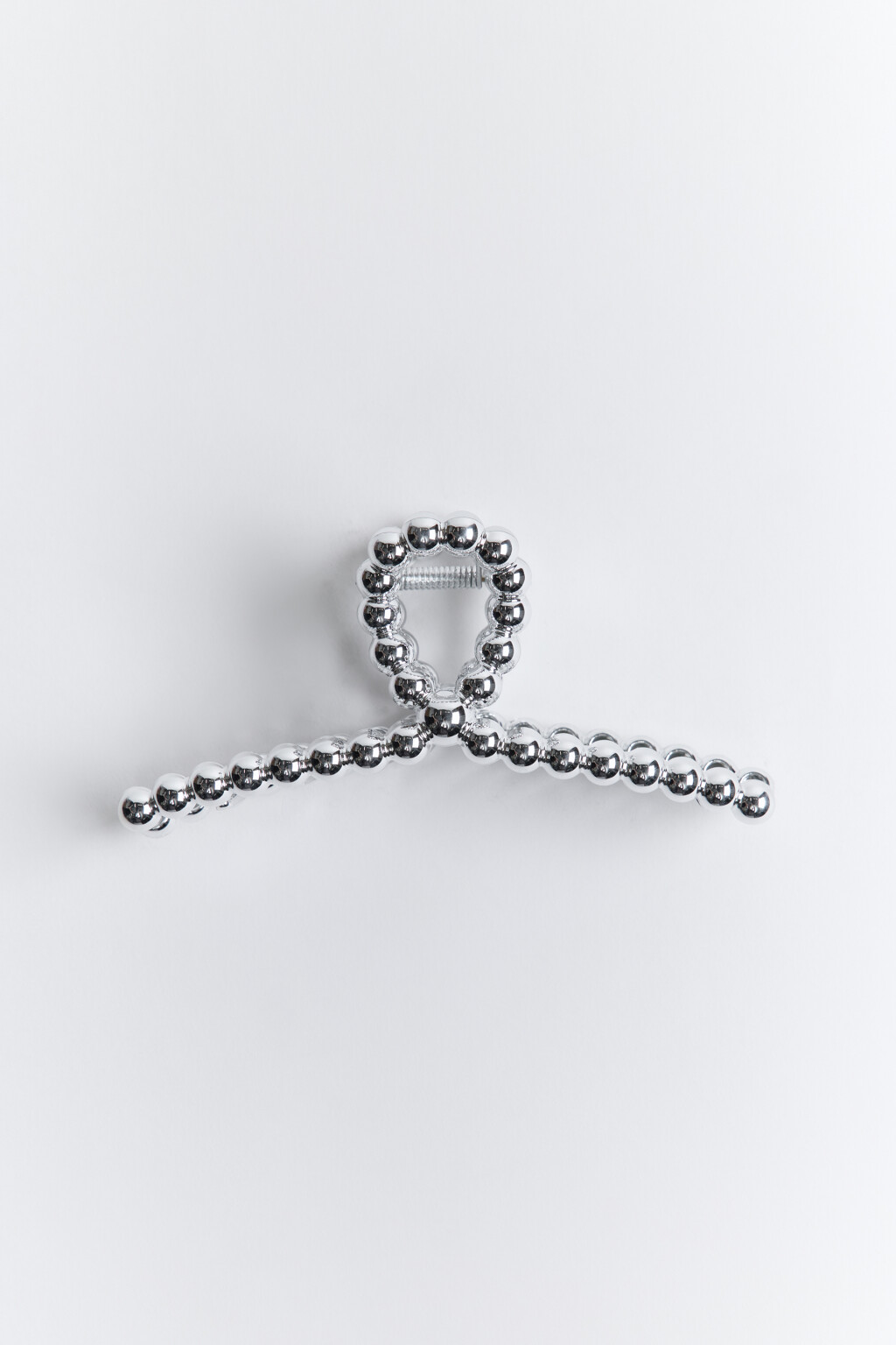 Заколка-краб с серебристыми бусинами - цвет серый - 1