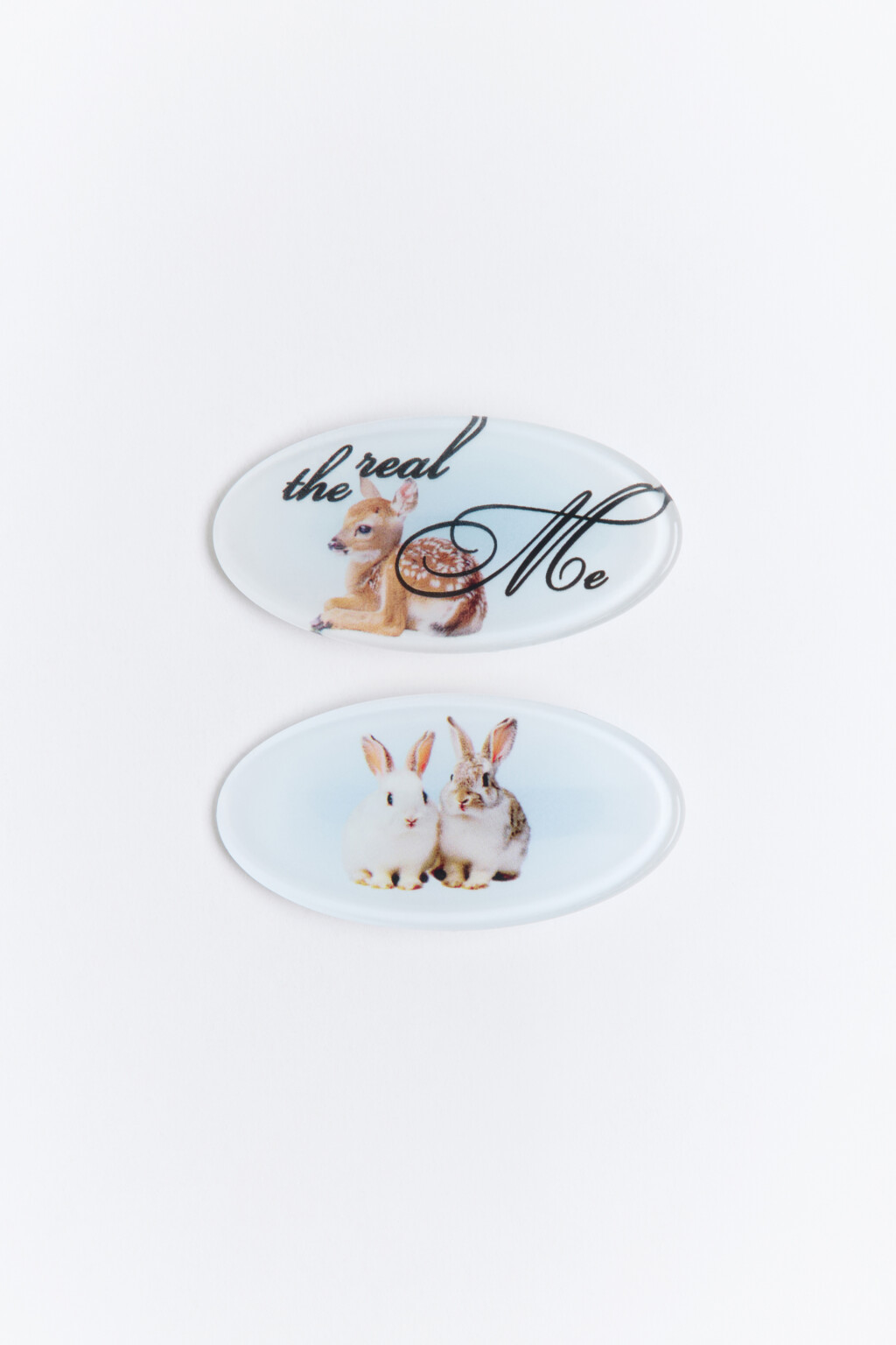 Набор заколок-зажимов с рисунком (2 штуки) - цвет белый - 1