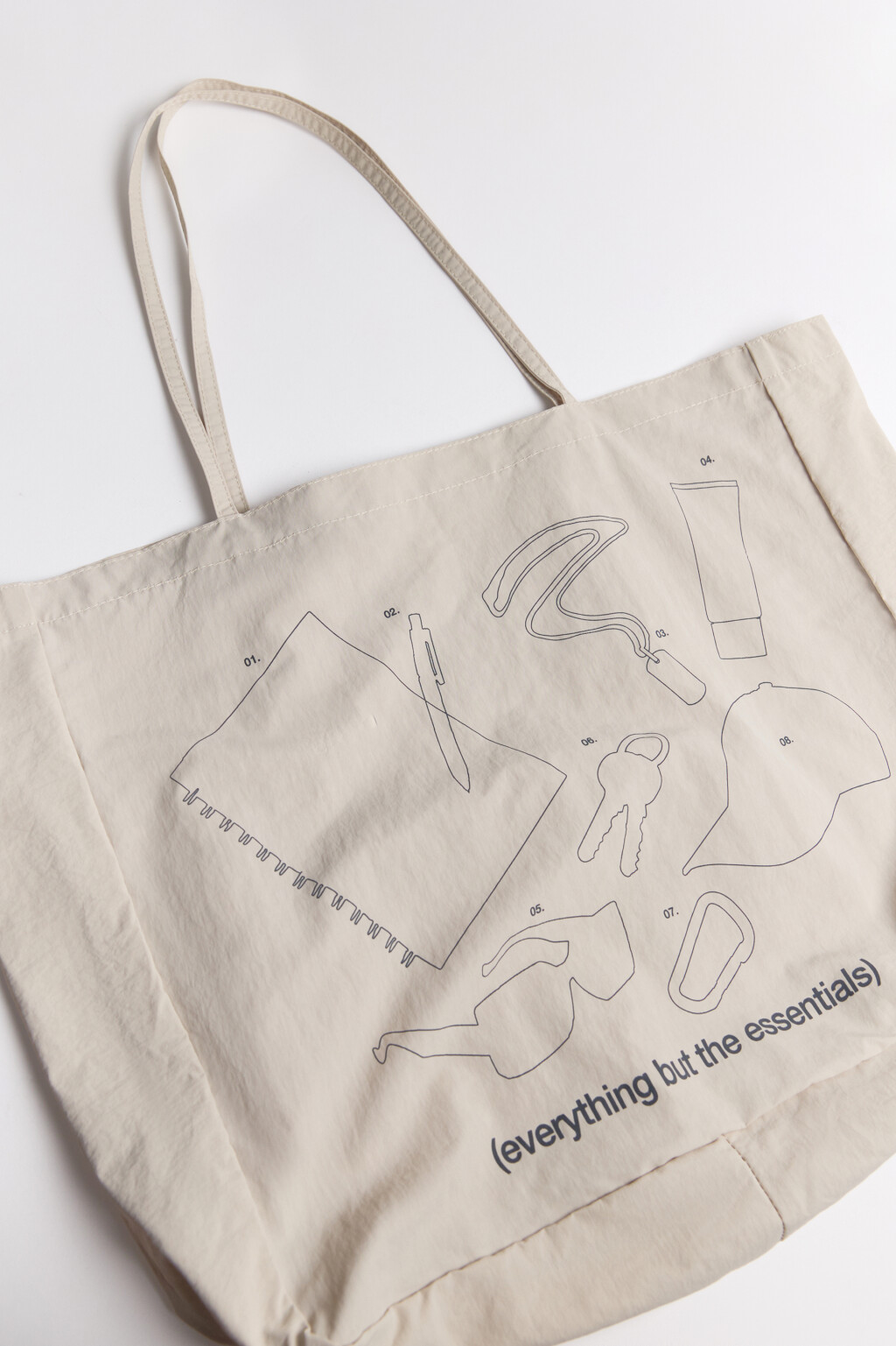Сумка-шопер текстильная с принтом - цвет молочный - 4