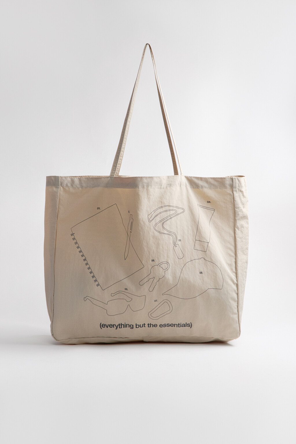 Сумка-шопер текстильная с принтом - цвет молочный - 5