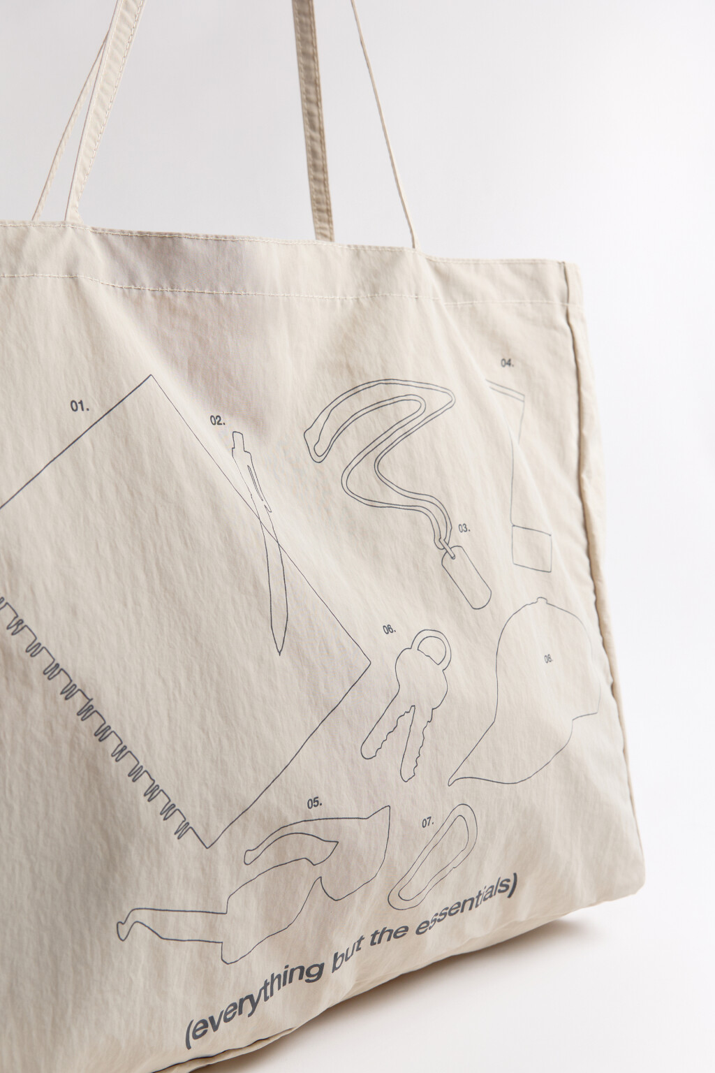 Сумка-шопер текстильная с принтом - цвет молочный - 8