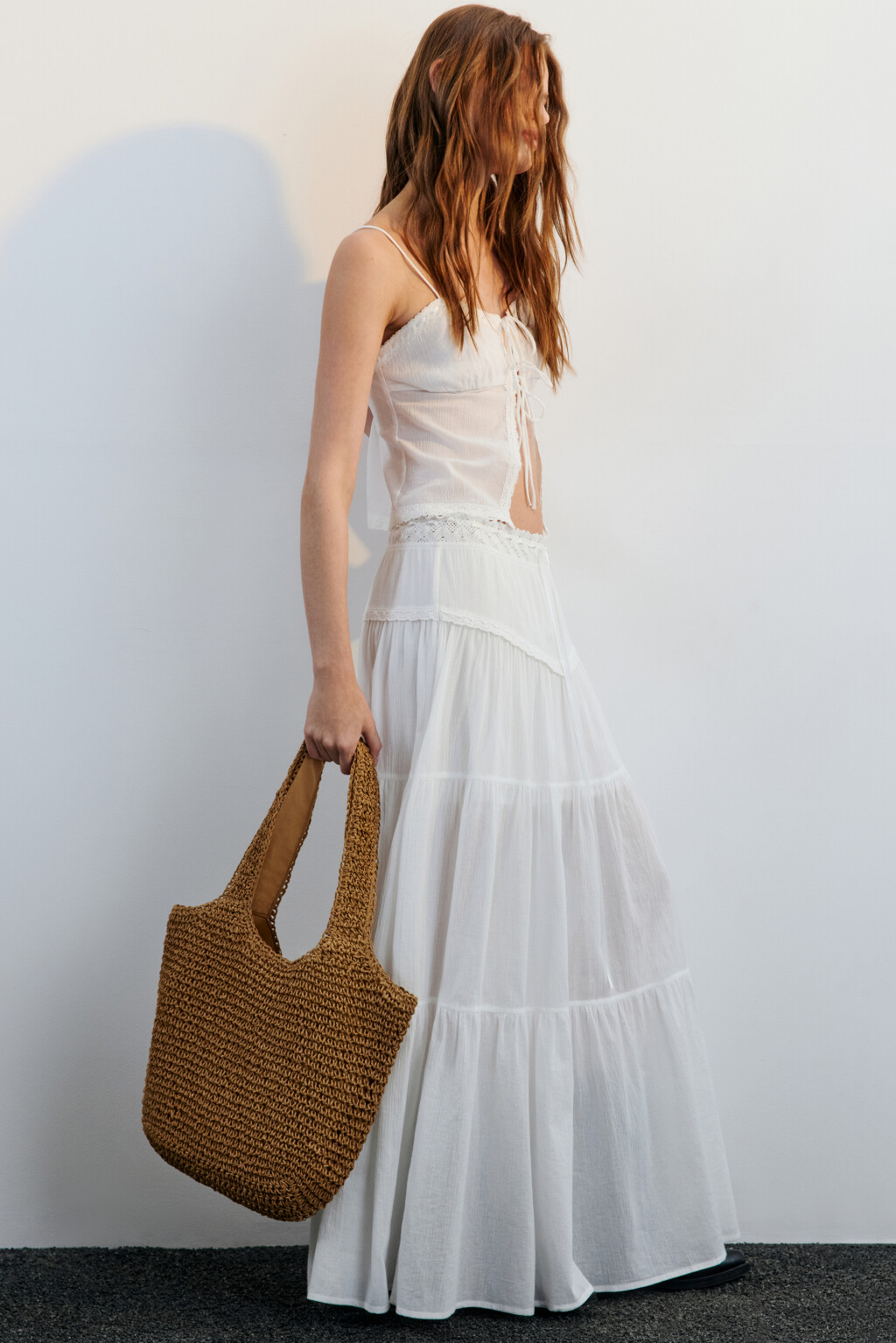 Сумка плетеная с ручками на плечо - цвет бежевый - 3