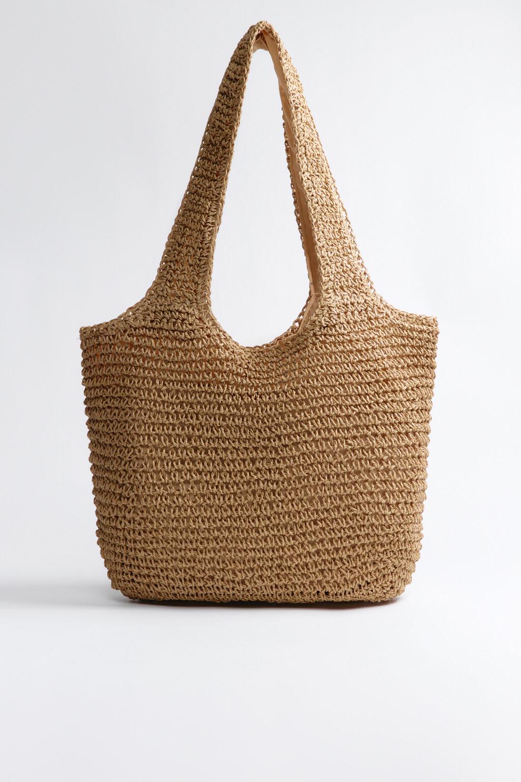 Сумка плетеная с ручками на плечо - цвет бежевый - 1