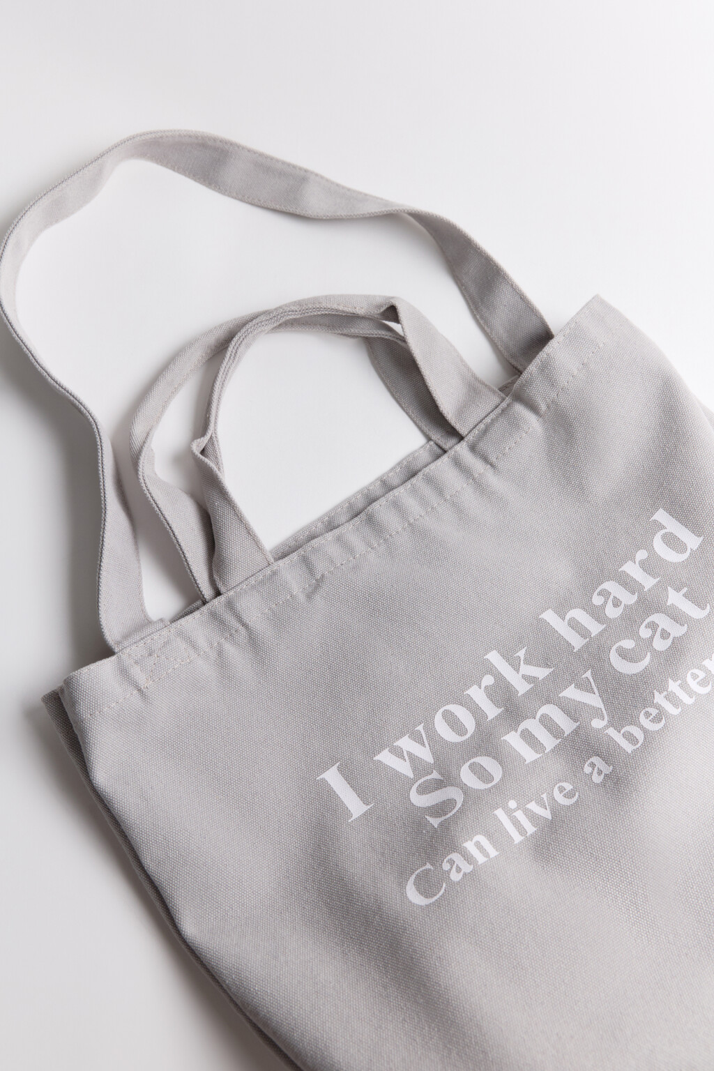 Сумка-шопер текстильная с принтом - цвет серый - 4
