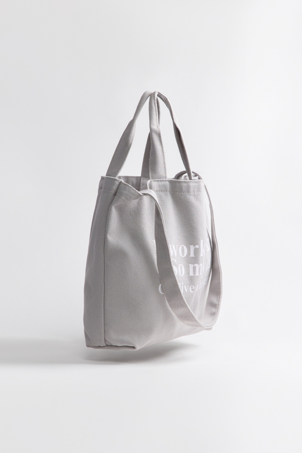 Сумка-шопер текстильная с принтом - цвет серый - 6