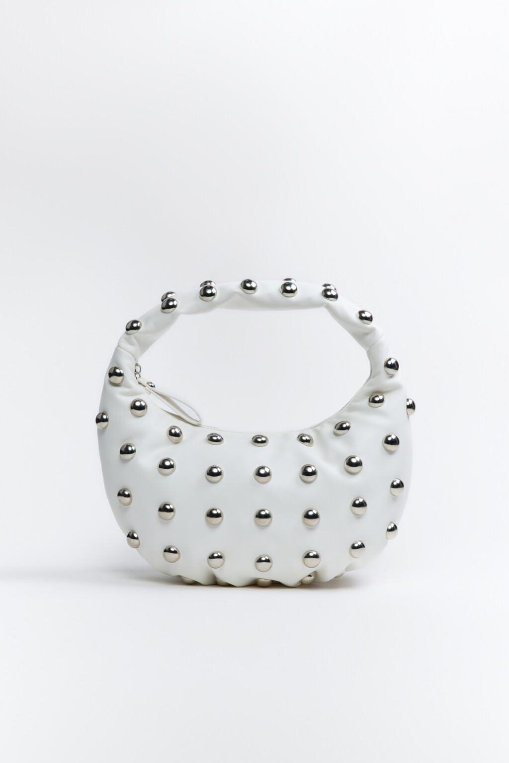 Сумка-багет с металлическим декором - цвет молочный - 5