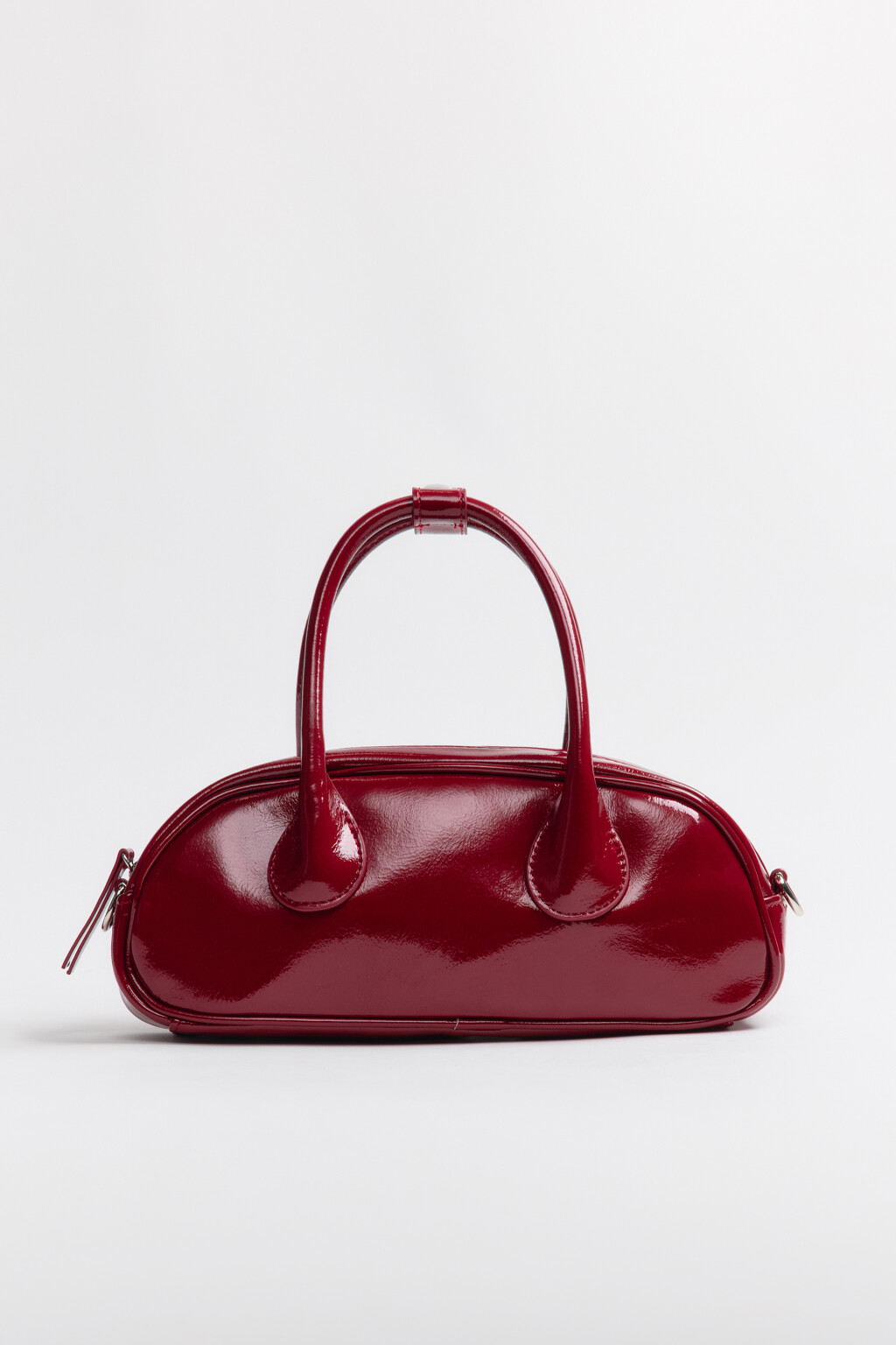 Сумка-багет в руку лакированная - цвет красный - 5