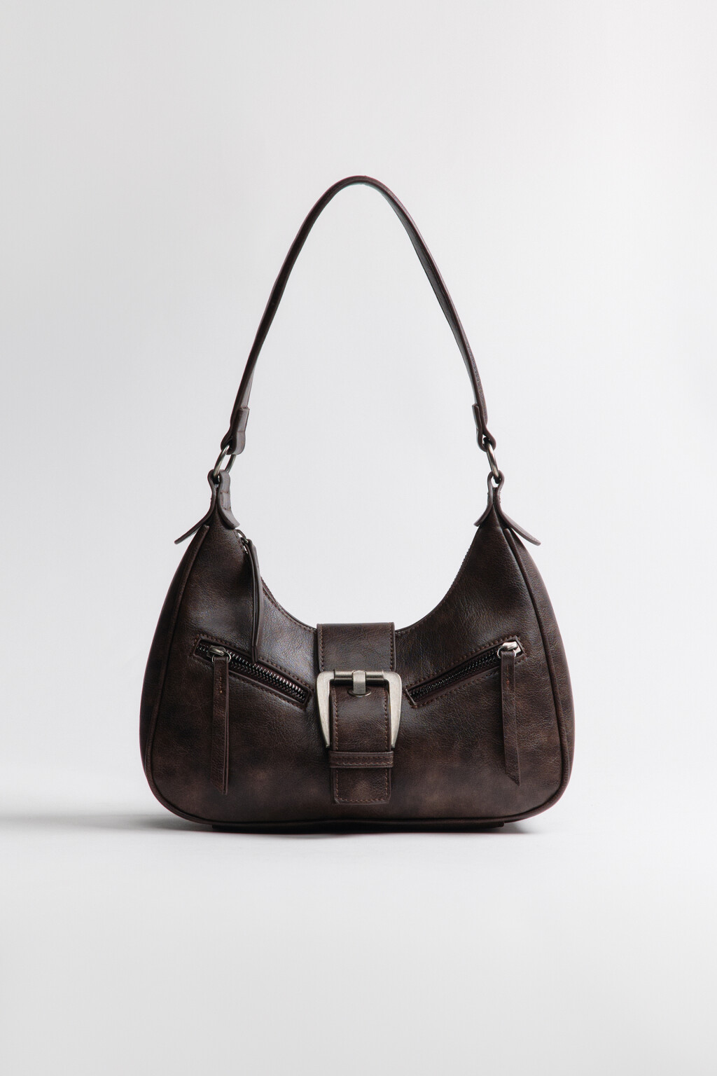 Сумка-багет с пряжкой - цвет коричневый - 4