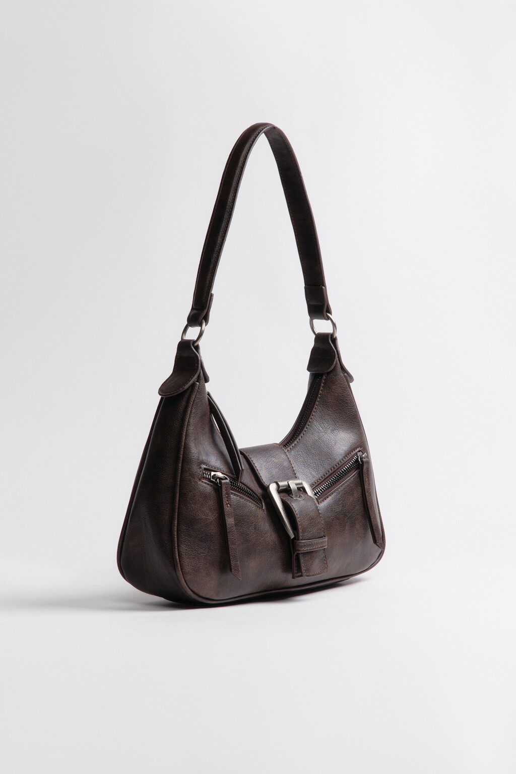 Сумка-багет с пряжкой - цвет коричневый - 5