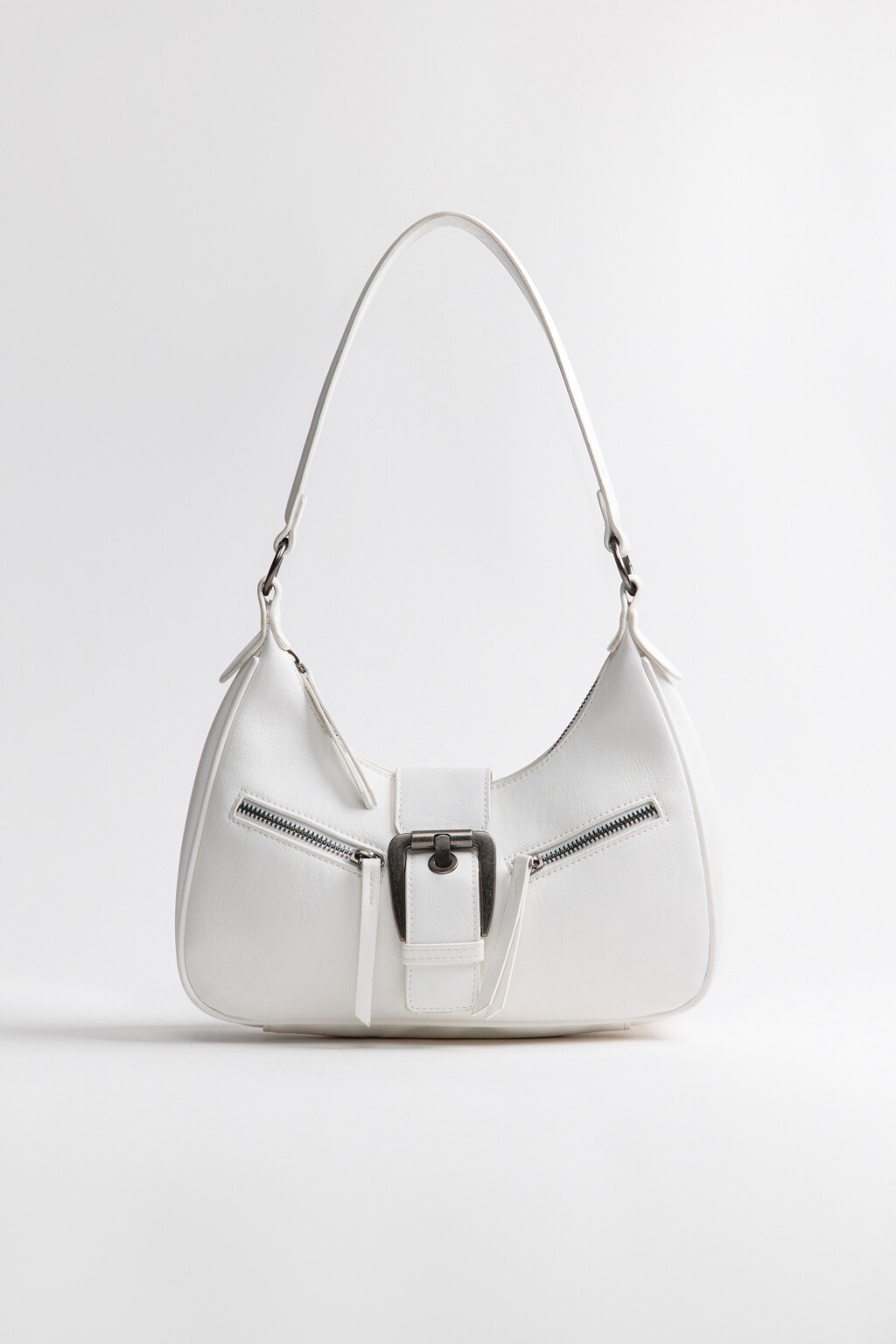 Сумка-багет с пряжкой - цвет молочный - 4