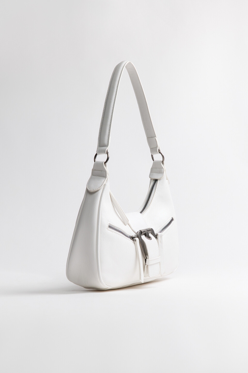 Сумка-багет с пряжкой - цвет молочный - 5