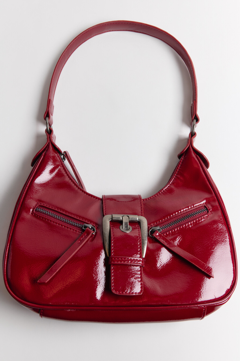 Сумка-багет с пряжкой - цвет бордовый - 5