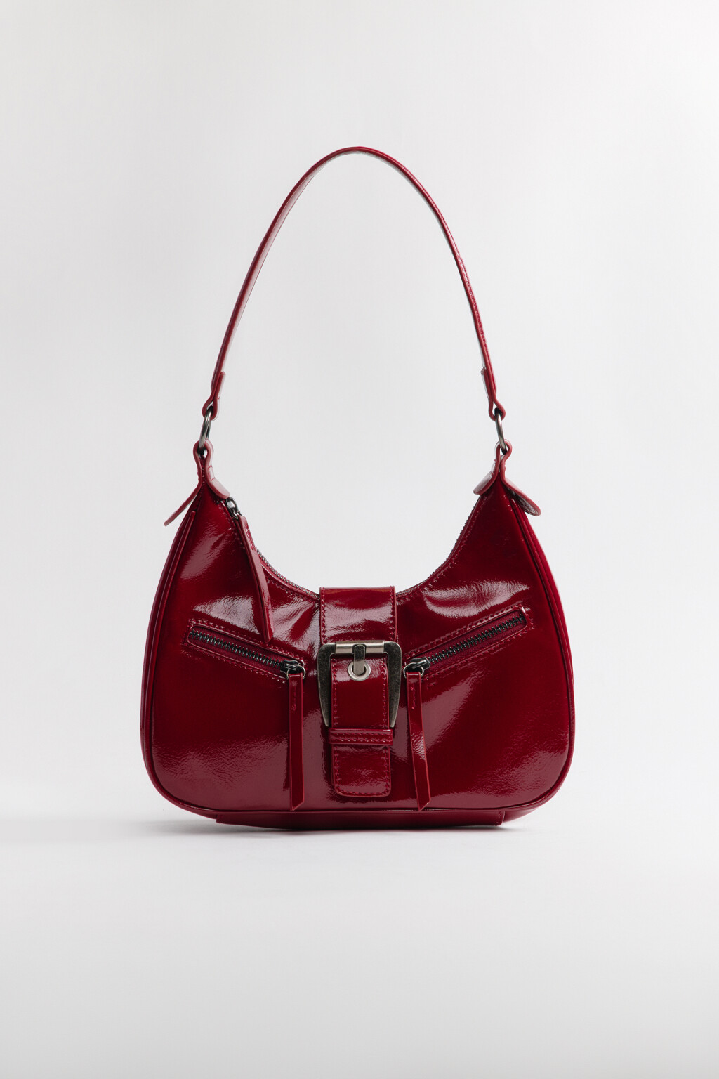 Сумка-багет с пряжкой - цвет бордовый - 6